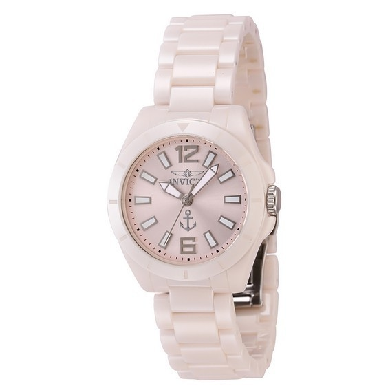 Invicta Ocean Voyage pulseira de cerâmica mostrador rosa claro quartzo 46302 relógio feminino