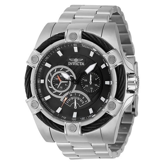 Invicta Bolt Retrograde GMT Stainless Steel Black Dial Quartz 46863 100M Men's Watch
