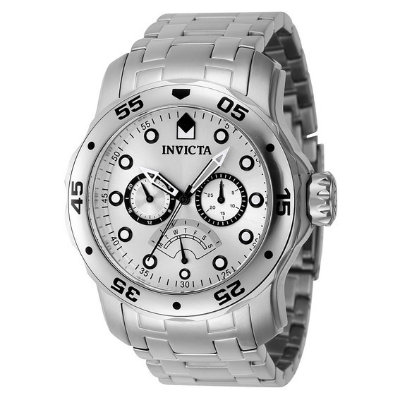 Invicta Pro 潛水員逆行 GMT 銀色錶盤石英潛水員 46994 200M 男士手錶