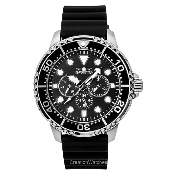 Invicta Pro Diver GMT Silicone Strap Black Dial Quartz 47234 Men's Watch