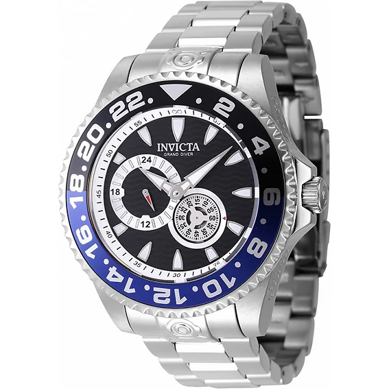 Invicta Pro Diver Stainless Steel Black And Blue Bezel With Black Dial Automatic Diver's 47300 300M Men's Watch