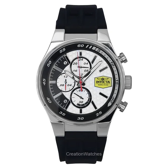 Invicta Racing Chronograph Silicone Strap White Dial Quartz 47736 Men's Watch