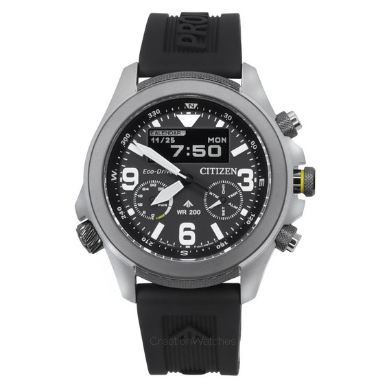 นาฬิกาข้อมือชาย Citizen Promaster Land 35th Anniversary Chronograph หน้าปัดสีดำ Eco-Drive JV1007-07E 200M