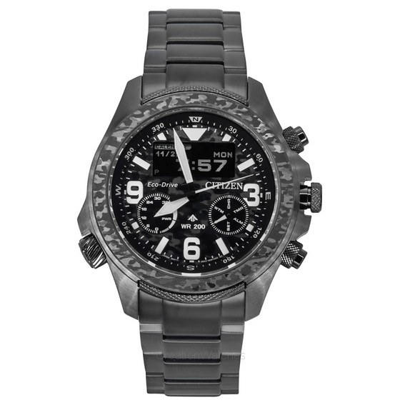 Citizen Promaster Land 35. Jubiläum Chronograph schwarzes und graues Zifferblatt Eco-Drive JV1008-63E 200M Herrenuhr