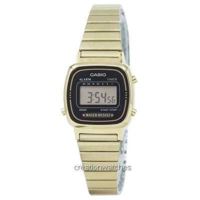 Relógio De Aço Inoxidável Casio Digital Alarm Timer LA670WGA-1DF LA670WGA-1