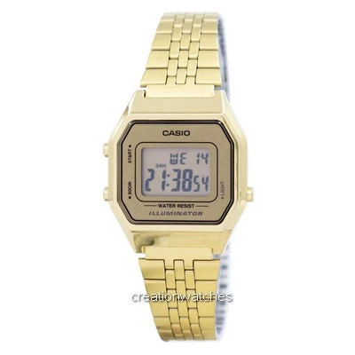 นาฬิกาข้อมือผู้หญิง Casio Digital Quartz Stainless Steel Illuminator LA680WGA-9DF LA680WGA-9