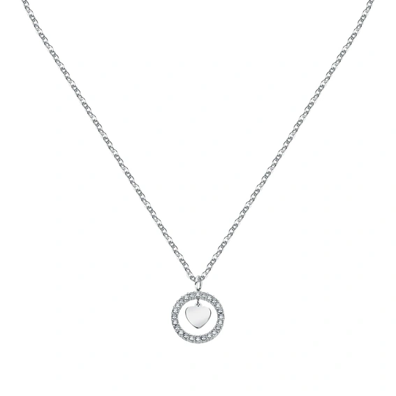 La Petite Story Steel Hoop Necklace With Clear Crystal LPS10ASD17 For Women