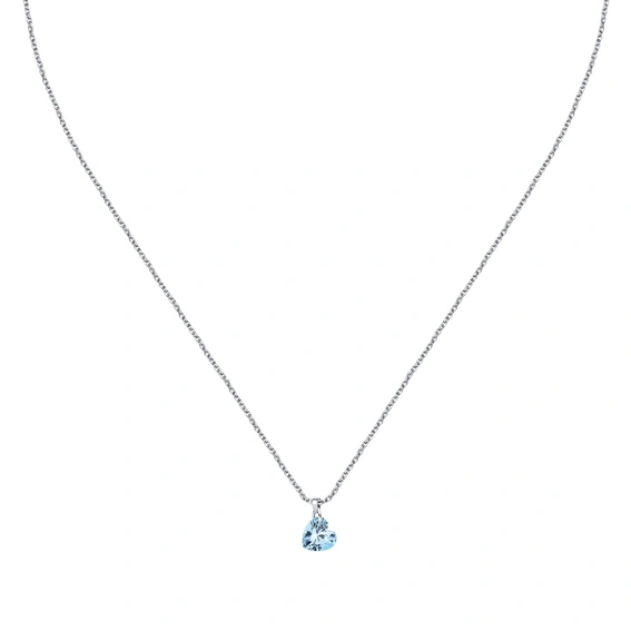 La Petite Story Silberkette mit hellblauen Herz-Zirkonen LPS10AWV32 für Damen