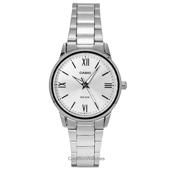 Casio Analog Stainless Steel Silver Dial Quartz LTP-1303DD-7AV Women's Watch