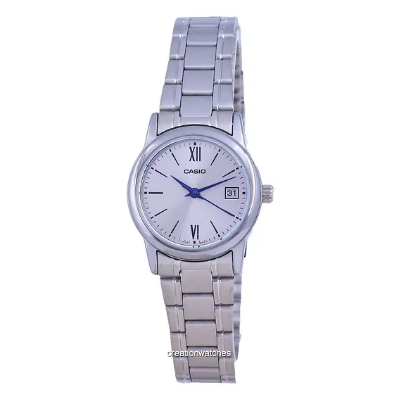 Casio Silver Dial Stainless Steel Analog Quartz LTP-V002D-7B3 LTPV002D-7 Women's Watch