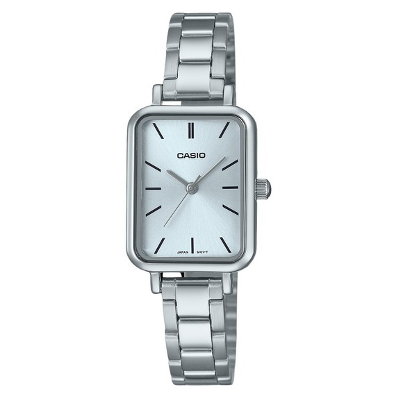 Đồng hồ đeo tay nữ mặt số màu xanh nhạt bằng thép không gỉ tiêu chuẩn Casio LTP-V009D-2E