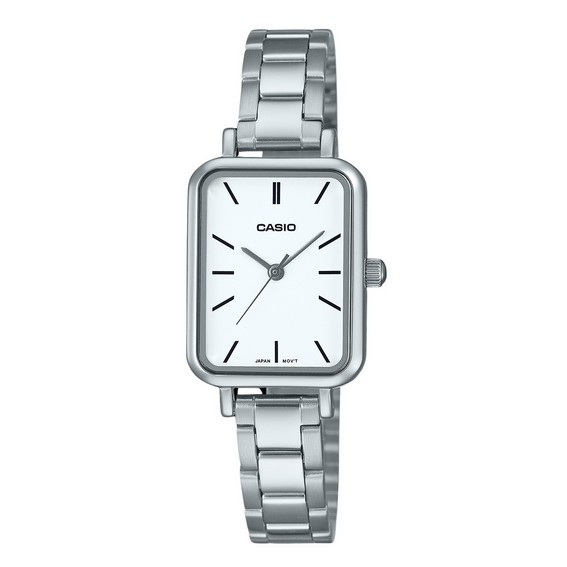 Стандартные аналоговые кварцевые женские часы Casio из нержавеющей стали с белым циферблатом LTP-V009D-7E