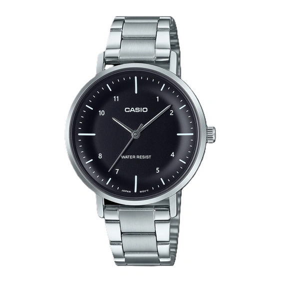 Casio Standard Analog Stainless Steel Black Dial Quartz LTP-VT03D-1B Women's Watch