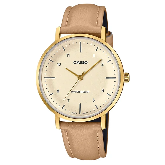 Casio Standard Analog Leather Strap Salmon Dial Quartz LTP-VT03GL-4B Women's Watch
