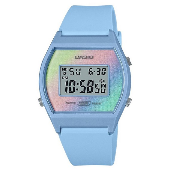 Reloj Casio Digital de cuarzo con correa de resina azul y esfera multicolor LW-205H-2 para mujer