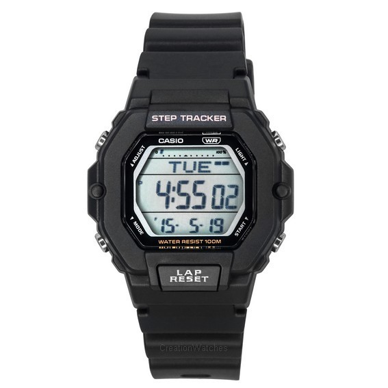 卡西欧标准数字黑色树脂表带石英 LWS-2200H-1A 100M 男女通用手表