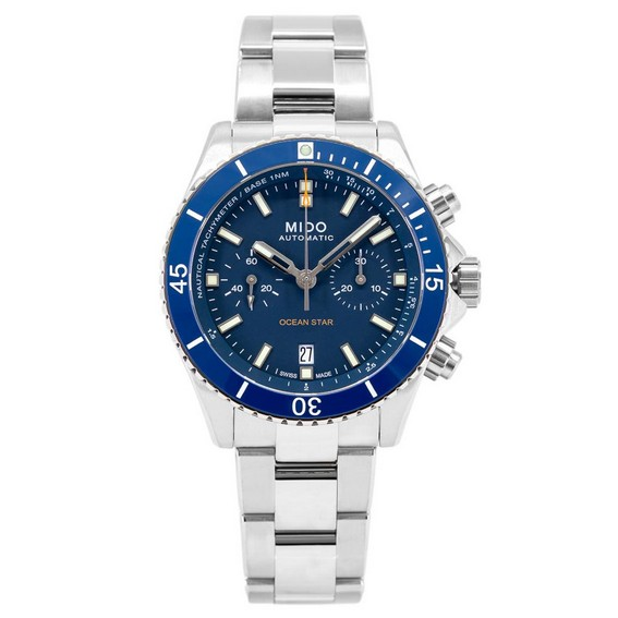 Mido Ocean Star Chronograph Titanium Blue Dial Automatic Diver's M026.627.44.041.00 200M นาฬิกาผู้ชาย