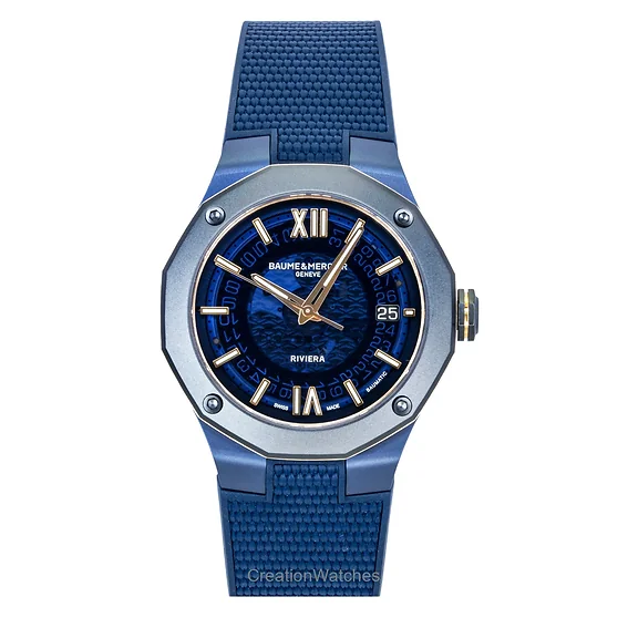 Baume & Mercier Riviera Rubber Strap Blue Dial Automatic M0A10769 100M Men's Watch