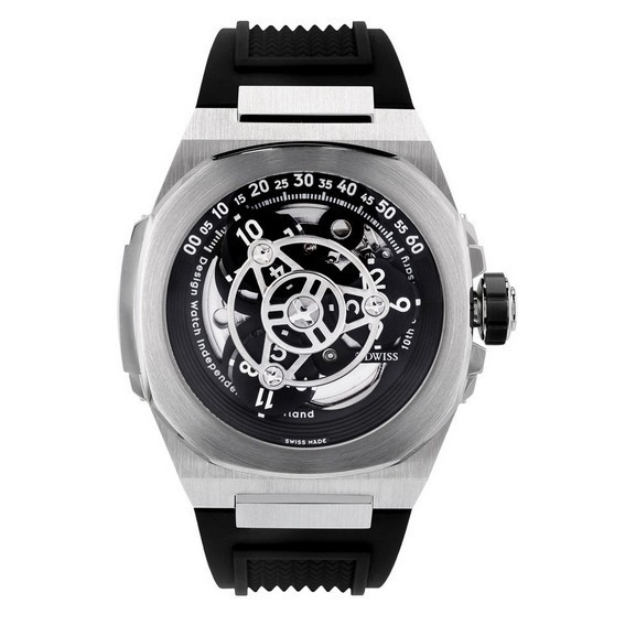 DWISS M3W Wandering Hours Display 10th Anniversary Special Edition Automatic Diver's M3W-BLACK-RUBBER 200M Men's Watch
