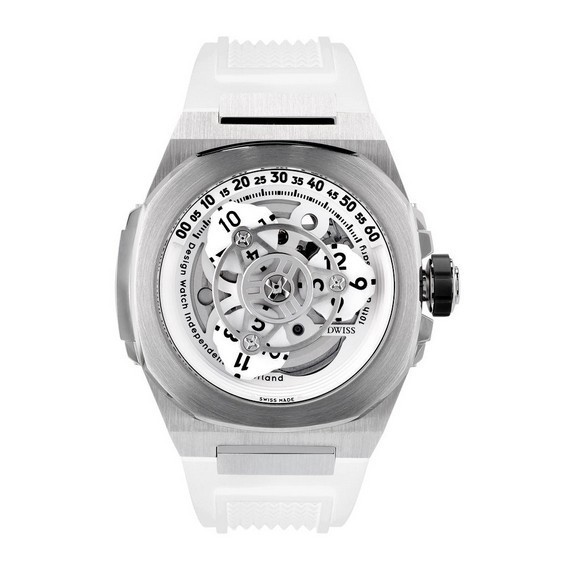 DWISS M3W Wandering Hours Display 10th Anniversary Special Edition Automatic Diver's M3W-WHITE-RUBBER 200M Men's Watch