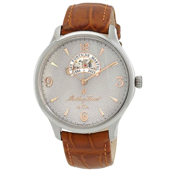 Mathey-Tissot Edmond Limited Edition Leather Strap Open Heart Silver Dial Automatic MC1886CIA Men's Watch