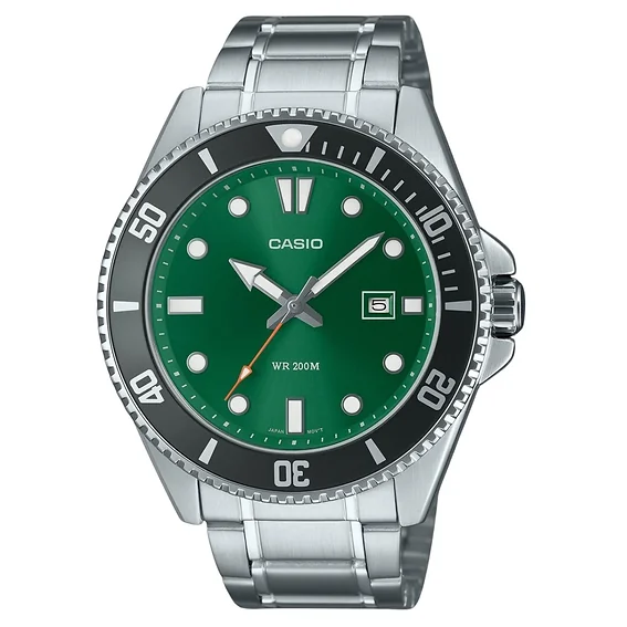 Casio Standard Analog Stainless Steel Green Dial Quartz MDV-107D-3A2V 200M Men's Watch