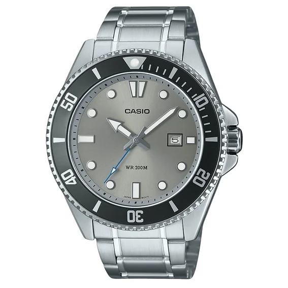 Casio Standard Analog Stainless Steel Grey Dial Quartz MDV-107D-8AV 200M Men's Watch