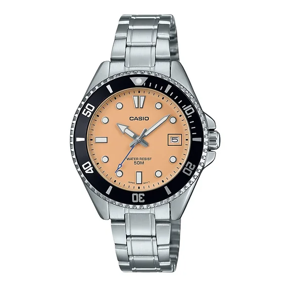 Casio Standard Analog Stainless Steel Salmon Dial Quartz MDV-10D-4A2V Men's Watch