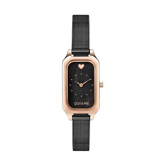 Oui & Me Finette Rose Black Mop Dial Stainless Steel Quartz ME010117 Women's Watch