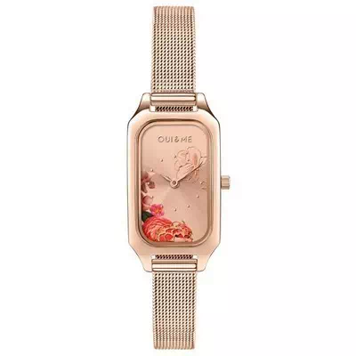Relógio feminino Oui & Me Finette rosa tom ouro em aço inoxidável quartzo ME010123