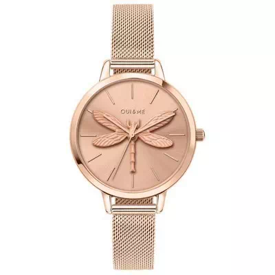 Relógio feminino Oui & Me Amourette rosa tom ouro em aço inoxidável quartzo ME010136