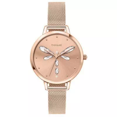 Relógio feminino Oui & Me Amourette rosa tom ouro em aço inoxidável quartzo ME010138
