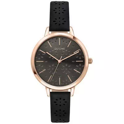 Relógio feminino Oui & Me Amourette cinza escuro mostrador pulseira de couro quartzo ME010146