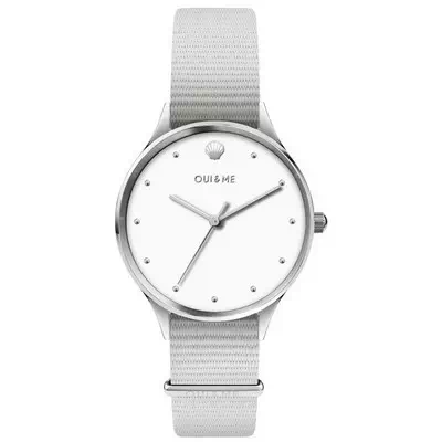 Relógio feminino Oui & Me Petite Bichette com mostrador branco de nylon quartzo ME010200