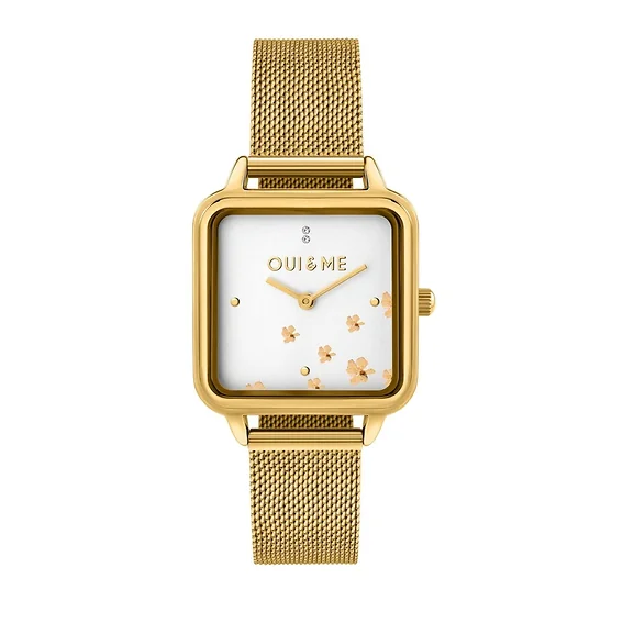 Oui & Me Harmonie Gold Tone Stainless Steel Mesh White Dial Quartz ME010382 Women's Watch