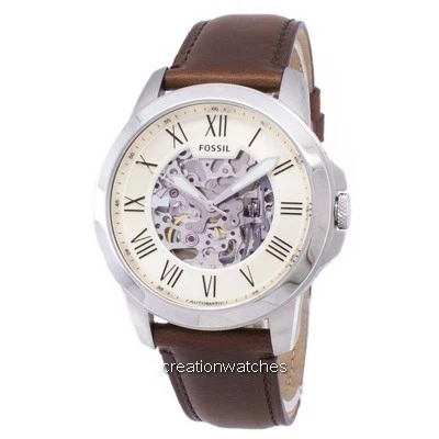 Fossil Grant Automático Bege Dial Skeleton ME3099 Men Watch