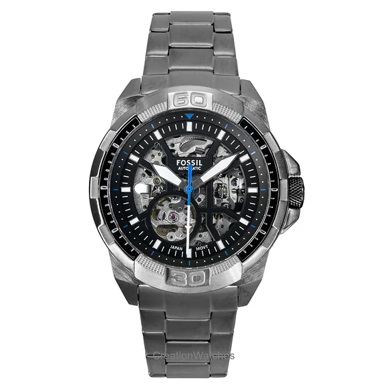 Fossil Bronson Stainless Steel Black Skeleton Dial Automatic ME3218 Men's Watch