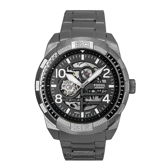 Fossil Bronson Stainless Steel Black Skeleton Dial Automatic ME3255 Men's Watch