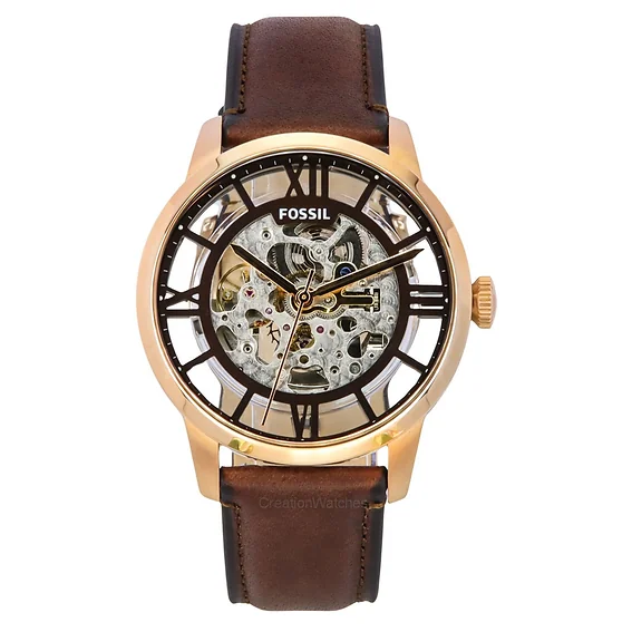 Fossil タウンズマン レザーストラップ ブラウン スケルトン ダイヤル 