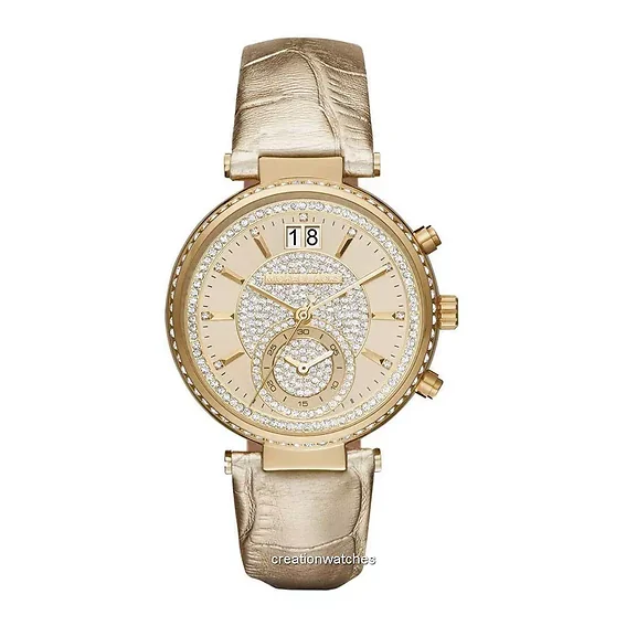 Michael Kors Sawyer Champagne Crystal Pave Dial MK2444 Women's Watch