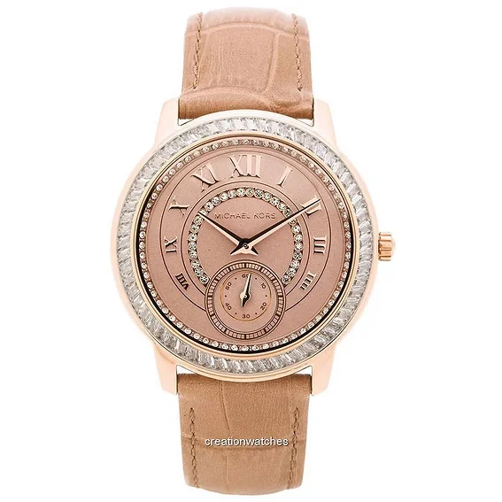 Michael Kors Madelyn Rose Gold Dial Beige Leather MK2448 Women's Watch