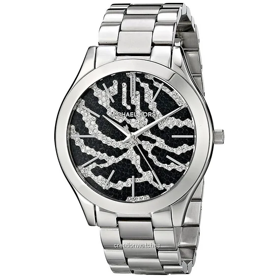 Michael Kors Runway Zebra Pattern Crystal Pave Dial MK3314 Women's Watch