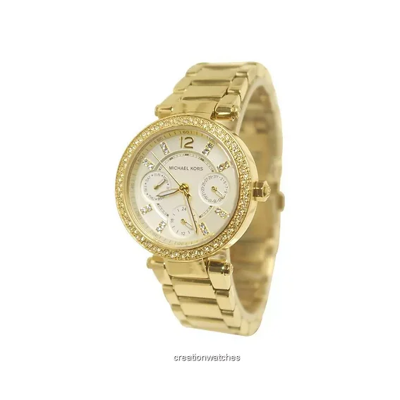 Michael Kors Mini Parker Champagne Glitz Dial Crystals MK6056 Women's Watch