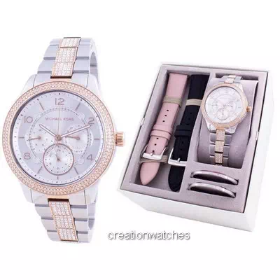 Michael Kors Runway Diamond Accents Quartz MK6727 With Strap Gift Set 여성용 시계