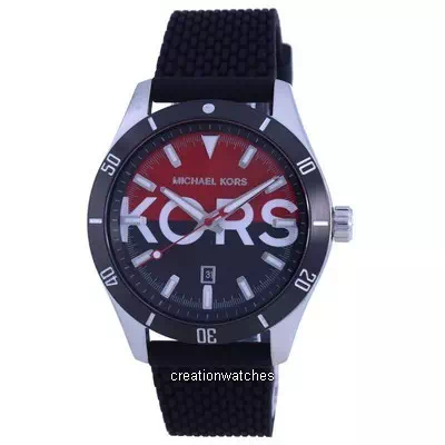Michael Kors Layton Black/Red Dial Silicone Strap Quartz MK8892 Men's Watch