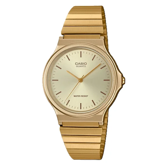 Casio Analog Gold Tone Stainless Steel Champagne Dial Quartz MQ-24G-9E Men's Watch