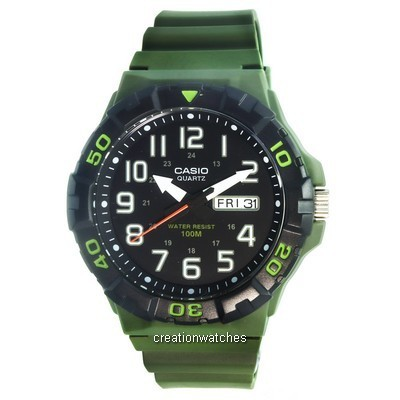 Casio Analog Army Green Resin Band Cuarzo MRW-210H-3A MRW210H-3 100M Reloj para hombre