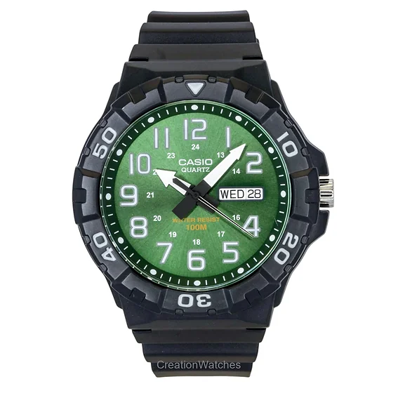 Casio Analog Resin Strap Green Dial Quartz MRW-210H-3BV 100M Men's Watch