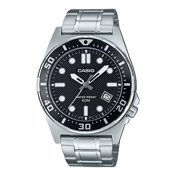 Casio Standard Analog Stainless Steel Black Dial Quartz MTD-135D-1AV Men's Watch