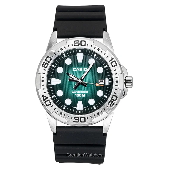 Casio Standard Analog Resin Strap Green Dial Quartz MTD-140-3AV 100M Men's Watch